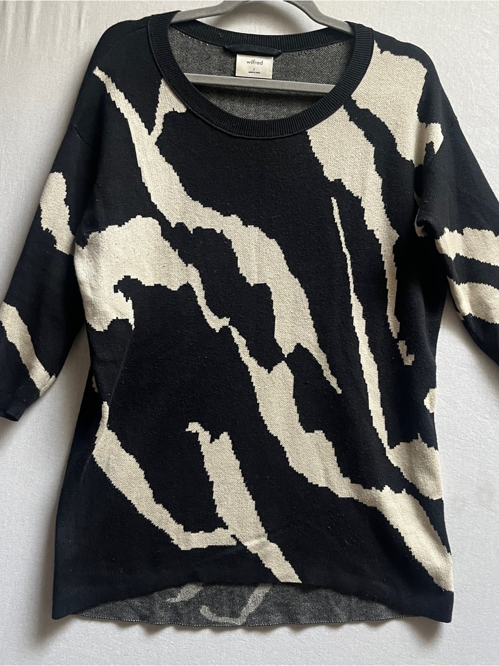 Wilfred Silk Cotton Cashmere Abstract Print Sweater S